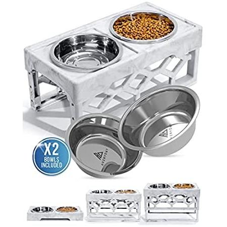 AVERYDAY Large Adjustable Elevated Dog Bowl with 2 Water Bowls, 4 Neater He_並行輸入品