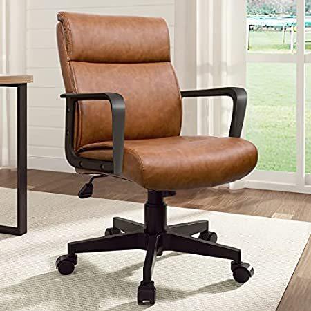 Artswish Office Chair Brown Leather Desk Chair Computer Chair with Armrests＿並行輸入品
