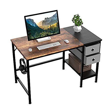 モリコー!店Office Desk, Computer Desk with Drawers 40" Study Writing Desks for Home wi＿並行輸入品