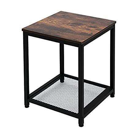 AZL1 Life Concept Industrial End 2-Tier Side Table with Storage Shelf Sturd＿並行輸入品