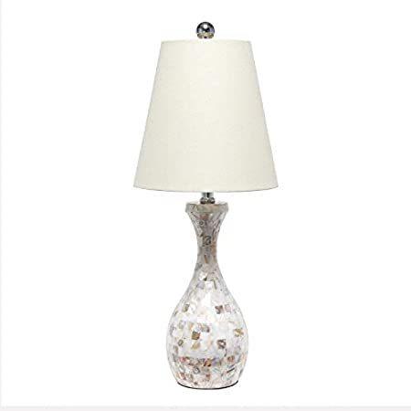 Lalia Home Malibu Curved Mosaic Seashell Table Lamp with Chrome Accents＿並行輸入品