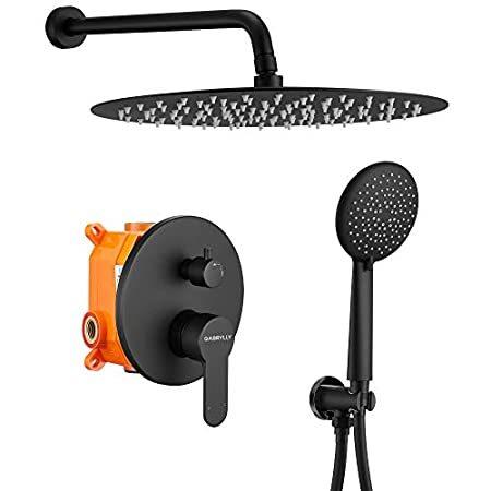 シャワーシステム 壁掛けシャワー蛇口セット バスルーム用 高圧10インチ ステンレススチール レインシャワーヘッド 5モード 手持ちシャワーセット 2＿並行輸入品