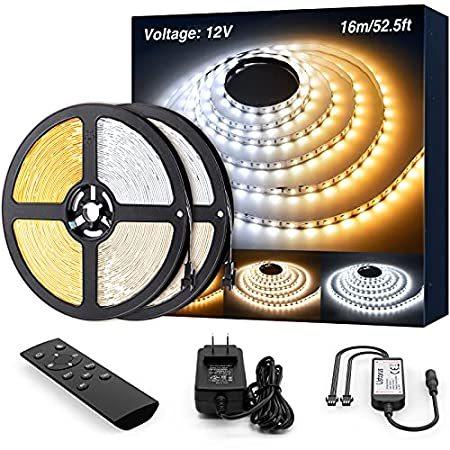 LED Strip Lights White 52.5ft 12V Dimmable 3000K-6000K Ustarus LED Tape Rop＿並行輸入品