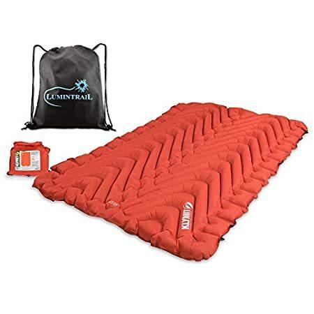 ダブルV 断熱スリーピングパッド 軽量 2人用 キャンプ バックパッキング バンドル 巾着バッグ付き＿並行輸入品