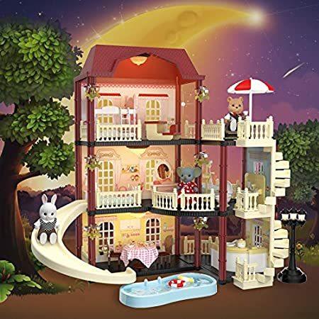 MITCIEN Dollhouse Kit Playset Little Critters Bunny Dolls for Girls with Sw＿並行輸入品