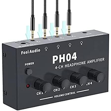 Fosi Audio PH04 4チャンネルヘッドホンアンプ メタルステレオオーディオアンプ 12V 1.5A電源アダプター付き 超コンパクトポータブ＿並行輸入品