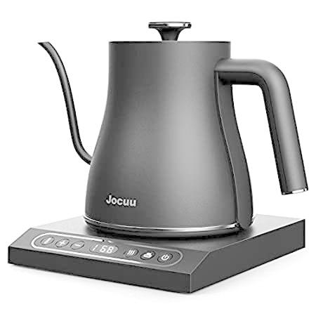 Gooseneck 電気ケトル 温度調節可 Jocuu ポアオーバーコーヒーケトル ティーケトル 1200W 急速加熱 温度保持 100%ステンレスス＿並行輸入品