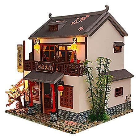 人気絶頂 Cottage DIY Style Chinese ZQWE Inn Min＿並行輸入品 Wooden 3D Model Villa Hand-Assembled ハウス、建物