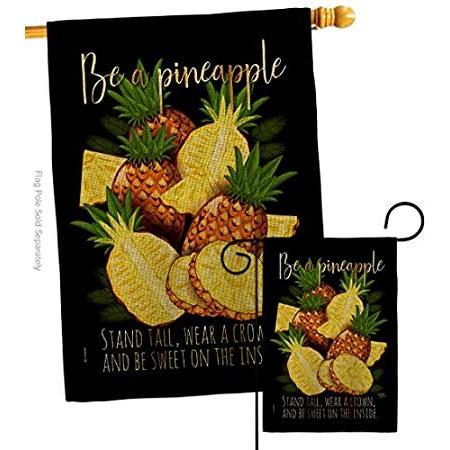 Breeze Decor Be a Pineapple Burlap Garden House Flag Set Food Fruits Strawb＿並行輸入品