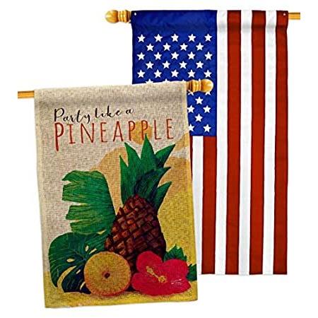 Angeleno Heritage Party Like Pineapple Burlap House Flag Pack Food Fruits S＿並行輸入品