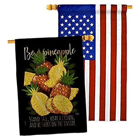 Breeze Decor Be a Pineapple Burlap House Flag Pack Food Fruits Strawberry A＿並行輸入品