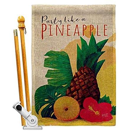 Angeleno Heritage Party Like Pineapple Burlap House Flag Set Food Fruits St＿並行輸入品