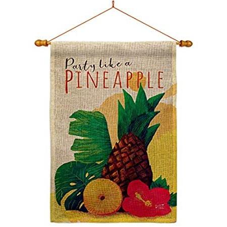 Angeleno Heritage Party Like Pineapple Burlap House Flag Dowel Set Food Fru＿並行輸入品