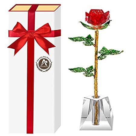 K9 クリスタルローズ 永遠のクリスタルガラスローズ クリスタル花瓶付き 彼女/妻/母親/女性への最高のギフト バレンタインデー/記念日/母の日/誕生＿並行輸入品