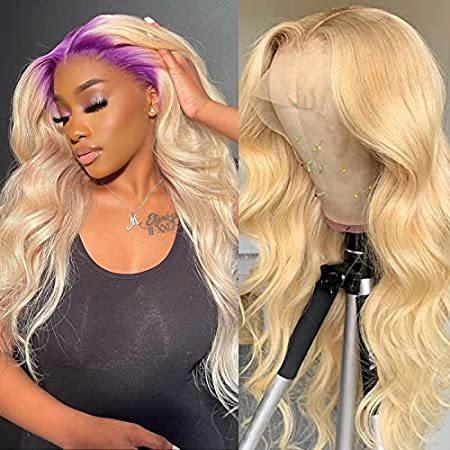 Blonde　Lace　Front　Human　Wave　Hair　613　Body　Wig　13x6　Wigs　Lace　Front　Human　H＿並行輸入品