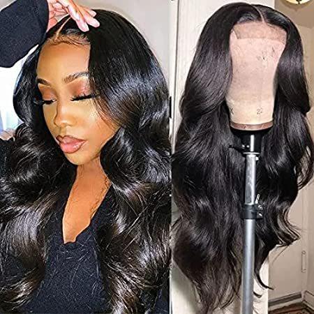 UNice Body Wave Lace Closure Human Hair Wig for Black Women,10A Brazilian U＿並行輸入品
