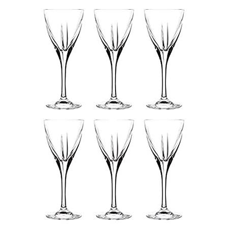 酒用ガラス - 脚付きグラス - 6個セット - クリスタルガラス - デザイン - 使用可 - シェリー - ショット - ウォッカ、リカー - コ＿並行輸入品