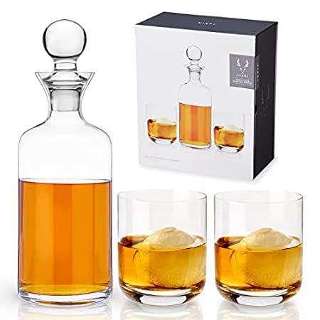 Viski Modern Decanter & Tumblers Liquor Sets, 44 oz, 12oz, Clear＿並行輸入品