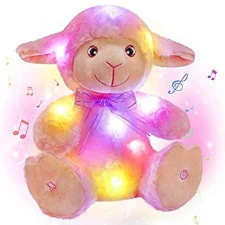 【国産】 ミュージカル LED 12.5インチ CozyWorld ピンク ぬいぐるみ好評販売中 かわいい ライトアップ 夜 ぬいぐるみ 発光 歌 羊 ベルベット ローズ テーブルライト