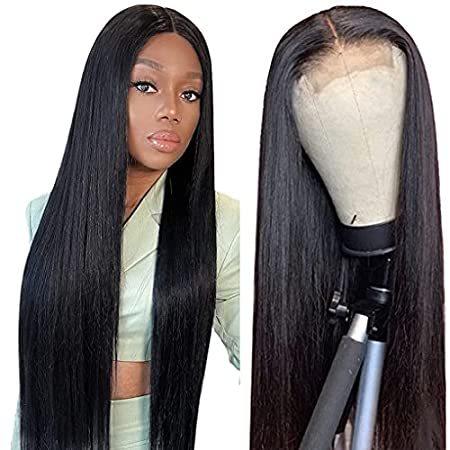 【SALE】 4x4 Closure Lace Front Wigs Human Hair Brazilian Straight 150% Density Huma＿並行輸入品