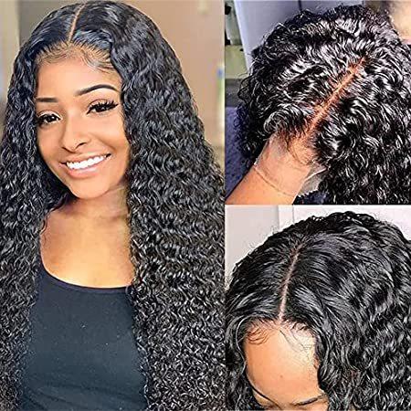 Water　Wave　Lace　Virgin　Human　4x4＿並行輸入品　Pre　Hair　Brazilian　Hair　Front　Plucked　Wigs