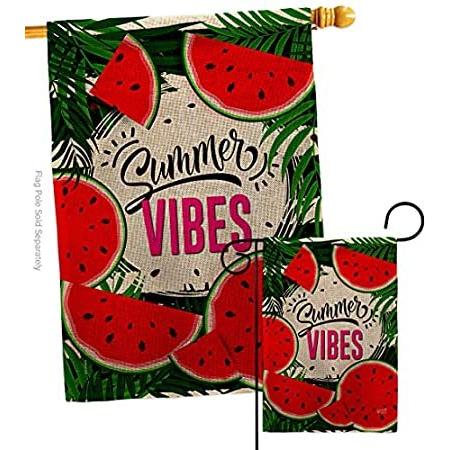 Angeleno Heritage Summer Vibes Burlap Garden House Flag Set Food Fruits Pin＿並行輸入品