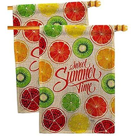 Breeze Decor Too Sweet Summer Burlap House Flag 2 pcs Pack Food Fruits Pine＿並行輸入品