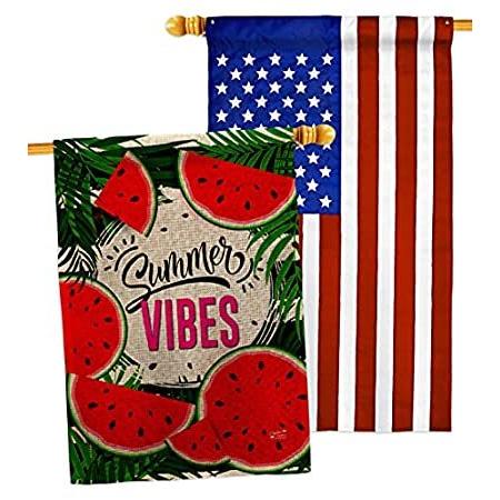 Angeleno Heritage Summer Vibes Burlap House Flag Pack Food Fruits Pineapple＿並行輸入品