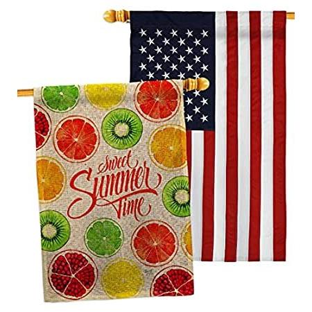 Breeze Decor Too Sweet Summer Burlap House Flag Pack Food Fruits Pineapple ＿並行輸入品