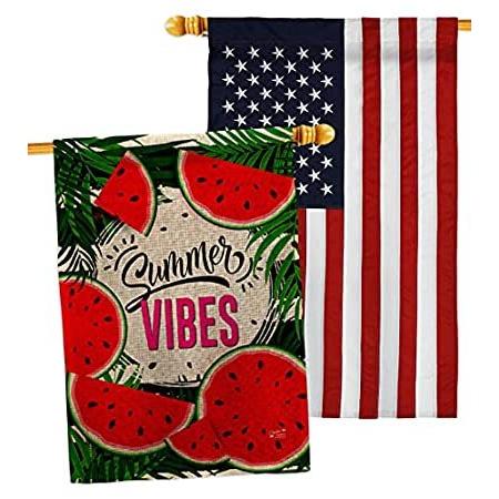 Angeleno Heritage Summer Vibes Burlap House Flag Pack Food Fruits Pineapple＿並行輸入品