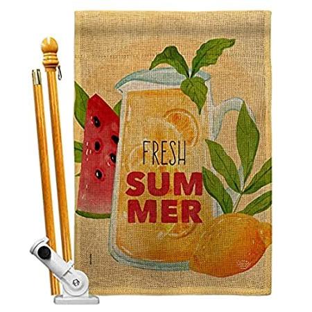 Ornament Collection Fresh Summer Drinks Burlap House Flag Set Food Fruits P＿並行輸入品