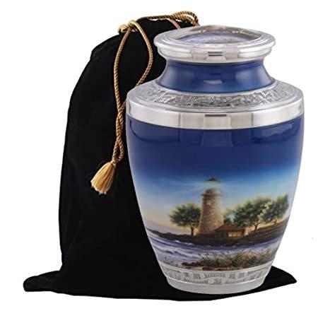 Lighthouse Cremation Urn， Handcrafted Metal Urn for Human Ashes， Adult Crem＿並行輸入品