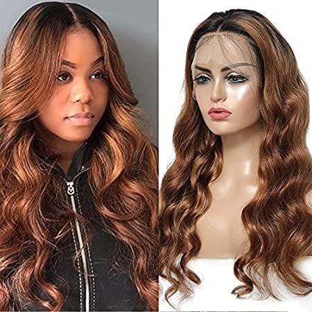 Ombre　Lace　Front　Human　Lace　Plucked　Wig　30　Pre　Wave　Hair　Body　Glueless　1b　F＿並行輸入品