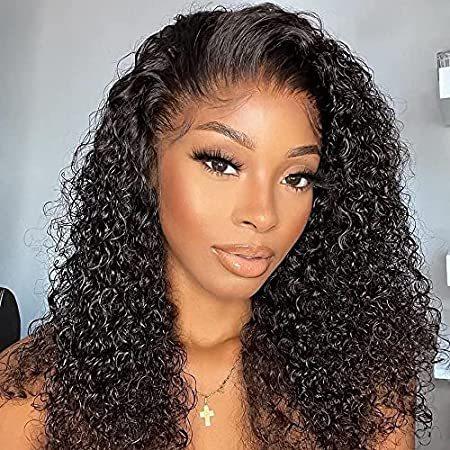あなたにおすすめの商品 13x4 Felloey Curly H好評販売中 Human Virgin Brazilian Women Black for Wigs Front Lace LEDガーデンライト