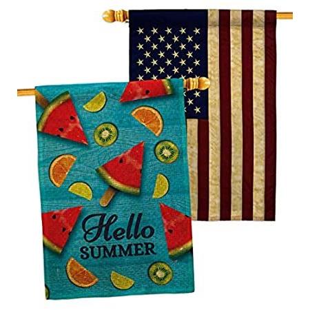 Breeze Decor Summer Fruits Burlap House Flag Pack Food Pineapple Strawberry＿並行輸入品