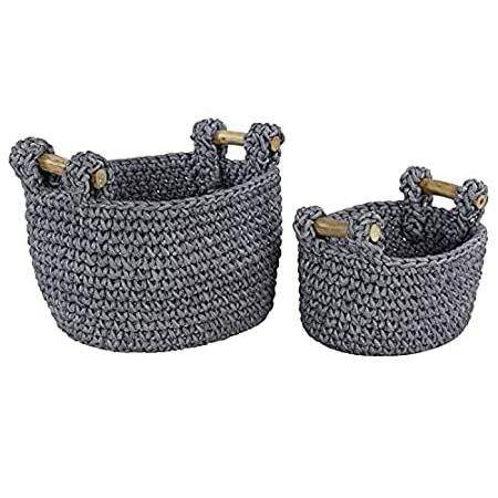Deco 79 Coastal Polyester Storage Basket, Set of 2, 13