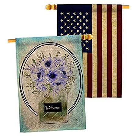 Breeze Decor Blue Poppy Burlap House Flag Pack Spring Floral Sunflower Tuli＿並行輸入品
