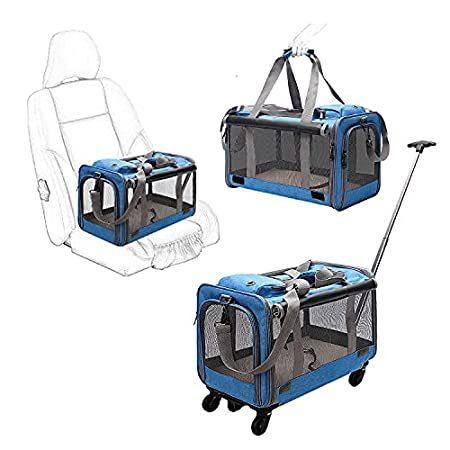 直販卸売 ホイール付きgjeaseペットキャリア 耐久性のあるメッシュパネル付きペットドッグキャリアトラベル 22ポンドまでの中小犬 猫用の折りたたみ式で ショ好評販売中 アウトレット販売中 Ssl Daikyogo Or Jp
