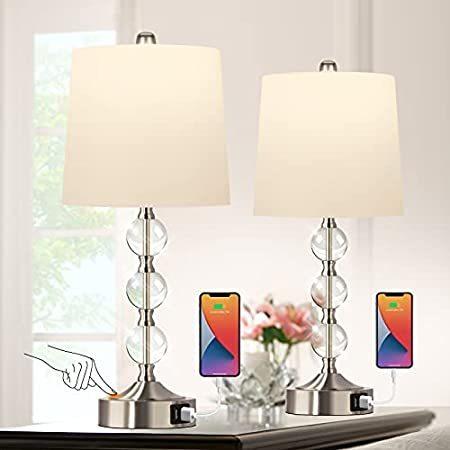 Touch Control Table Lamp Set of 2, ROTTOGOON 3-Way Dimmable Crystal Bedside＿並行輸入品