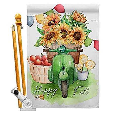 Angeleno Heritage Fall House Flag Set Harvest & Autumn Scarecrow Pumkins Su＿並行輸入品