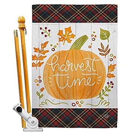 Ornament Collection Harvest Time House Flag Set Fall & Autumn Scarecrow Pum＿並行輸入品