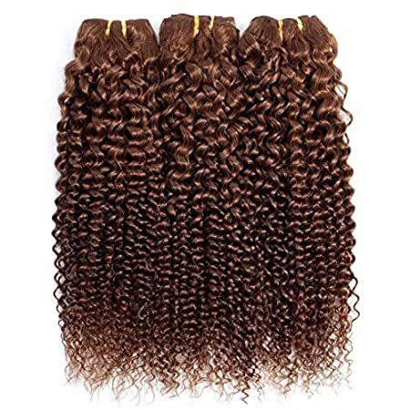 FEEL　ME　Color　Weave　Kinky　Brown　20　Brazilian　Hair　Curly　Bundles　Human　2＿並行輸入品