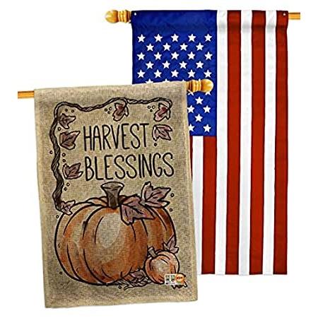 Breeze Decor Harvest Blessings House Flag Pack Fall & Autumn Scarecrow Pumk＿並行輸入品
