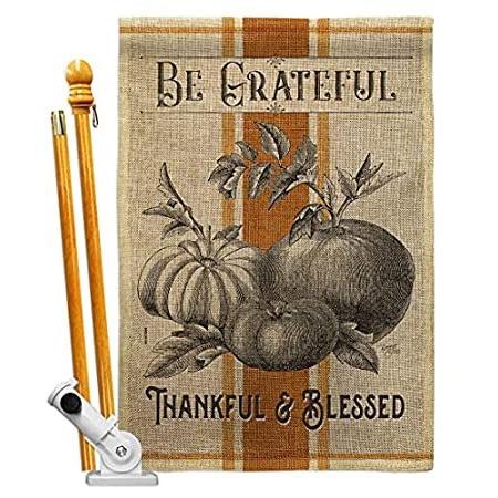 Breeze Decor Autumn Farmhouse Burlap House Flag Set Fall Harvest & Scarecro＿並行輸入品