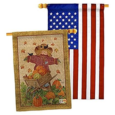 Breeze Decor Scarecrow House Flag Pack Fall Harvest & Autumn Pumkins Sunflo＿並行輸入品