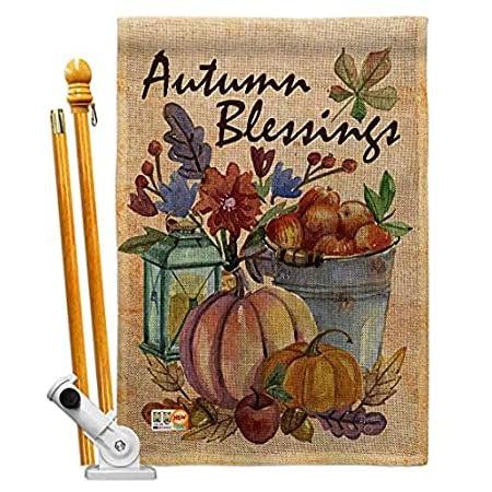 Breeze Decor Autumn Blessings House Flag Set Fall Harvest & Scarecrow Pumki＿並行輸入品