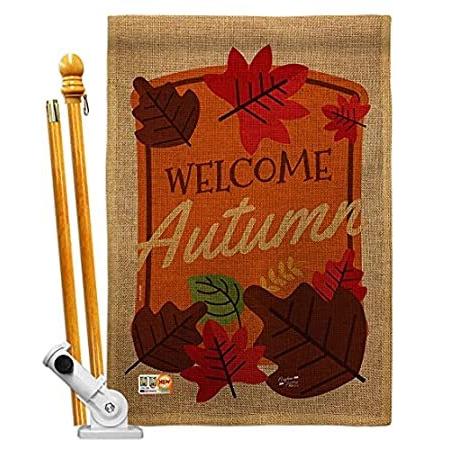 Angeleno Heritage Welcome Autumn House Flag Set Fall Harvest & Scarecrow Pu＿並行輸入品