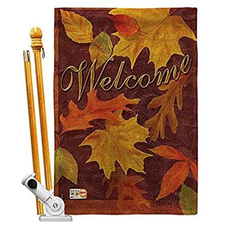 Breeze Decor Fall Leaves House Flag Set Harvest & Autumn Scarecrow Pumkins ＿並行輸入品