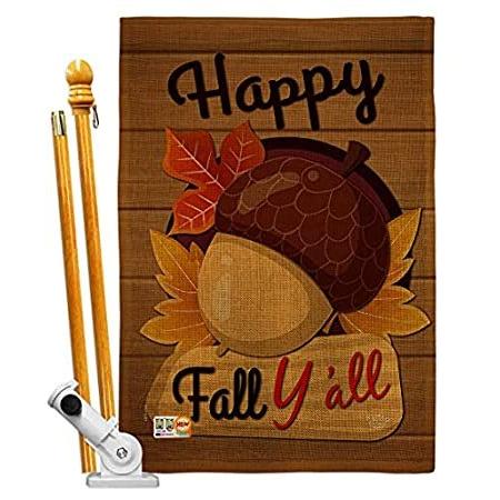 Ornament Collection Happy Fall Y'all House Flag Set Harvest & Autumn Scarec＿並行輸入品