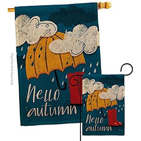 Breeze Decor Hello Autumn Burlap Garden House Flag Set Fall Harvest & Scare＿並行輸入品